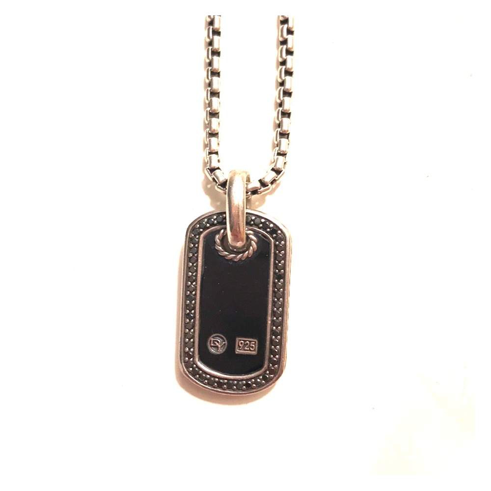 David Yurman Dog Tag with Black Diamonds